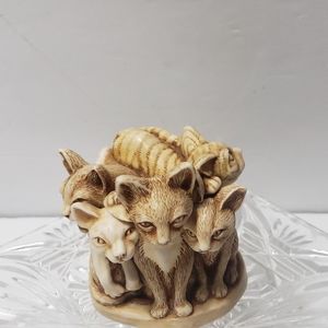Vintage 1995 (England) HARMONY KINGDOM "Fur Ball" Small Trinket Box